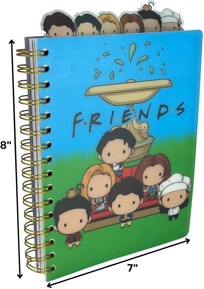 Innovative Designs Friends Tab Journal Notebook, Spiral Bound, 144 Lined Pages, 8 x 7 inches, Blue