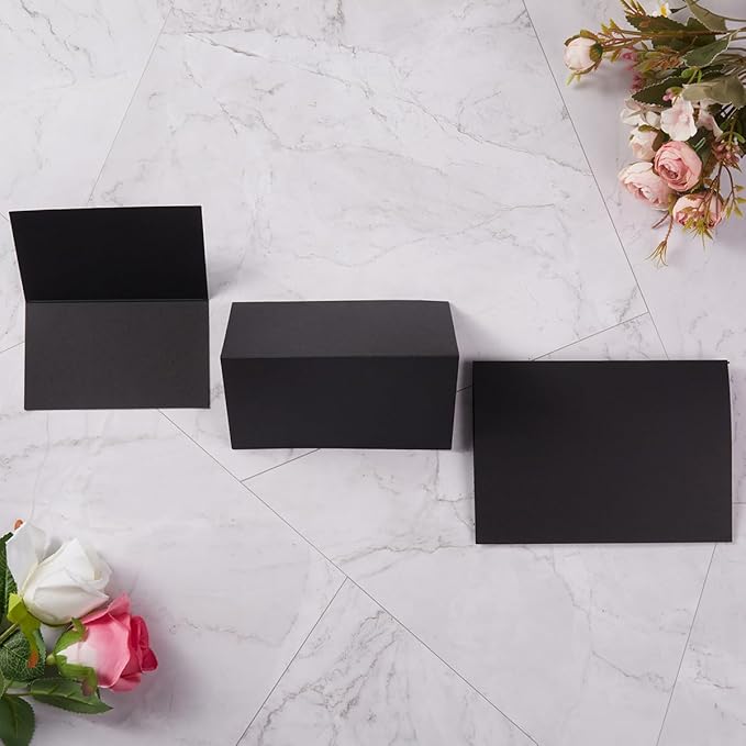 50 Pack Blank Cards Folded Cardstock Thank You Blank Greeting Cards for Invitations, Wedding, Greeting Cards, All Occasion DIY (Black, 4x6)