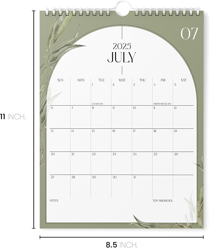 Calendar 2025 - Vertical 8.5x11 2025 Wall Calendar Runs Until June 2026 - Easy Planning with the Aesthetic Wall Calendar 2025-2026 Monthly - Karto - Boho Greenery
