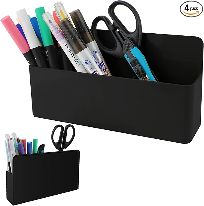 Magnetic Pen Holder,3 Compartments Magnetic Dry Erase Marker Holder,Extra Strong Magnet Storage Marker Pen Pencil Organizer for Refrigerator,Whiteboard,Locker Accessories(Long Style)
