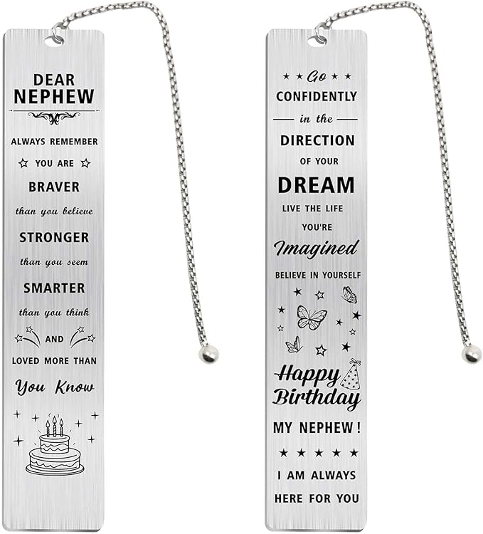 Nephew Birthday Gifts, Happy Birthday Nephew Bookmark, Birthday Gift Ideas for Teenage Nephew Adult