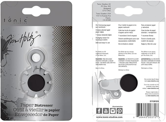 TONIC STUDIOS Tim Holtz Paper Distressing Tool - Scrapbook Supplies for Cardstock and Creating Rough Torn Edges - Distresser with 7 Recessed Blades