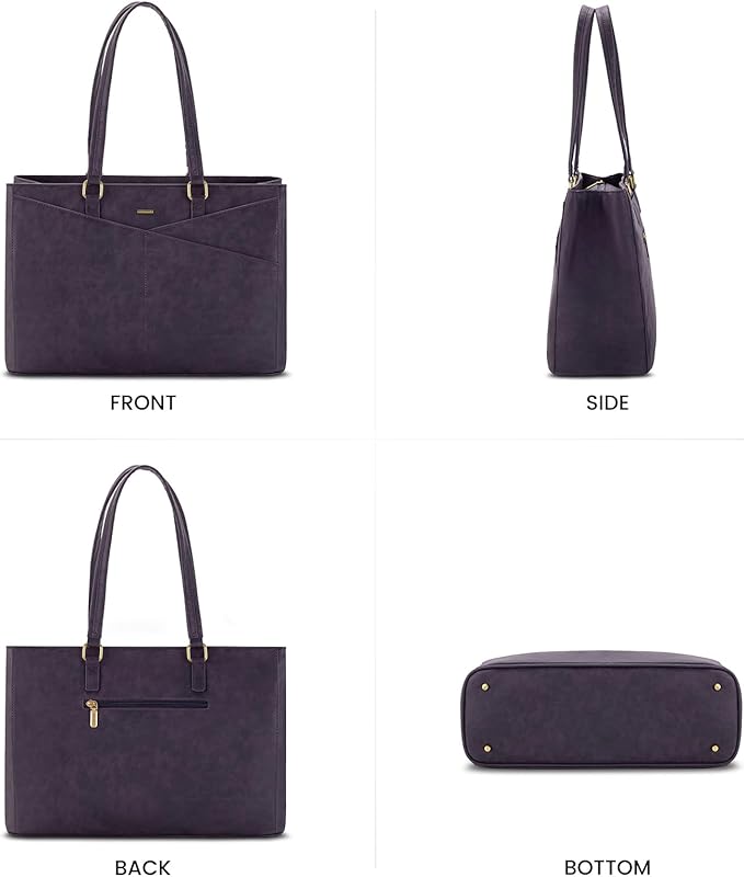 LOVEVOOK Laptop Bag for Women 15.6 Inch Tote Bags Waterproof Leather Briefcase Computer Women Business Office Work Bag, Vintage Purple