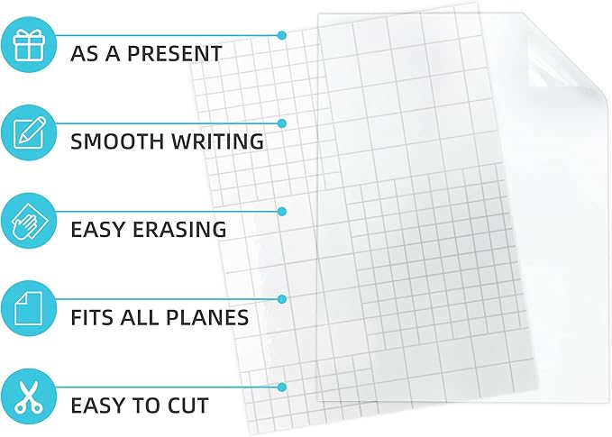 Clear Dry Erase Board Paper-Whiteboard for Fridge-Clear Contact Paper Sheets for Wall-Adhesive Dry Erase Board Sticker for Desk/Refrigerator/Office/Classroom/Wallpaper(8.27''X11.69''X10 Pcs)