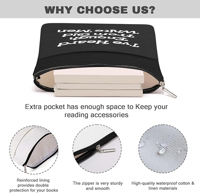 Book Themed Gifts Waterproof Book Sleeve Book Pouch Equality Rights Reading Gifts for Women Readers Friend Book Covers for Paperbacks Book Accessories Book Protector with Zipper and Front Pocket