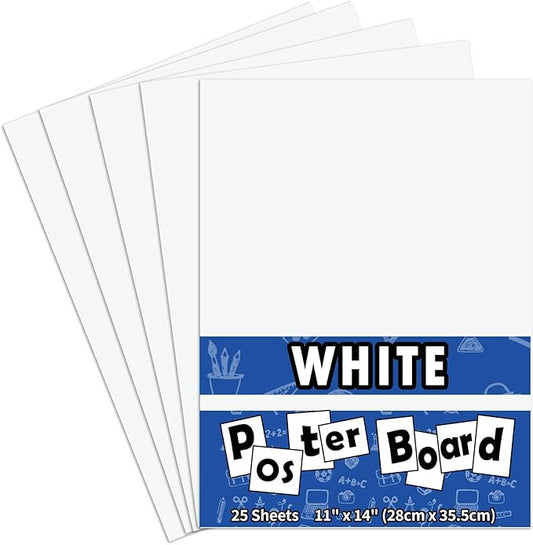 25 Packs Poster Boards11x14“White Poster Paper,Poster Board Bulk,Posteboard,School Supplies