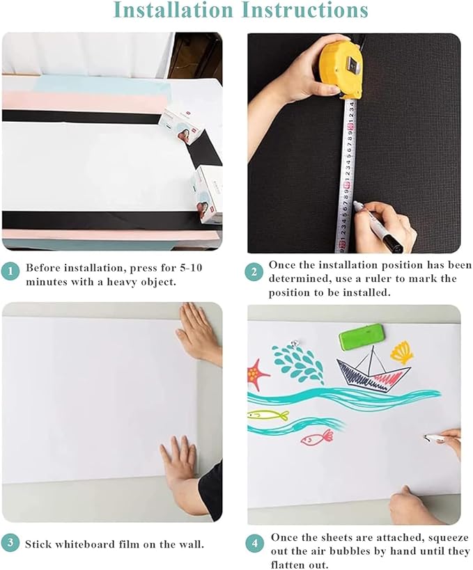 Magnetic Dry Erase Whiteboard Sheet, 72" x 40" Self Adhesive Whiteboard for Wall, Easy to Write and Clean Dry Erase Board for Kids, Office, Home, with Marker, Magnetic Eraser and Magnets