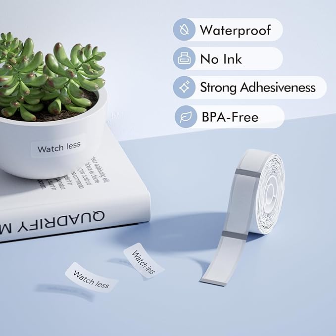 NIIMBOT Label Maker Tape for D11/D110/D101 Label Maker, 14 x 40 mm (0.55'' x 1.57'')-160 Tapes/Roll for Home Office Labeling Tape Replacement, Clear