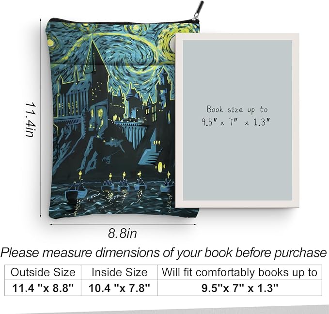 Magic Stuff Wizarding Castle Sleeve Book Cover Book Lovers Gifts Book Club Gifts Wizard Book Protector Book Gifts for Readers Women Her Magic Movie Fans Bibliophile Auntie Graduation Birthday Gifts