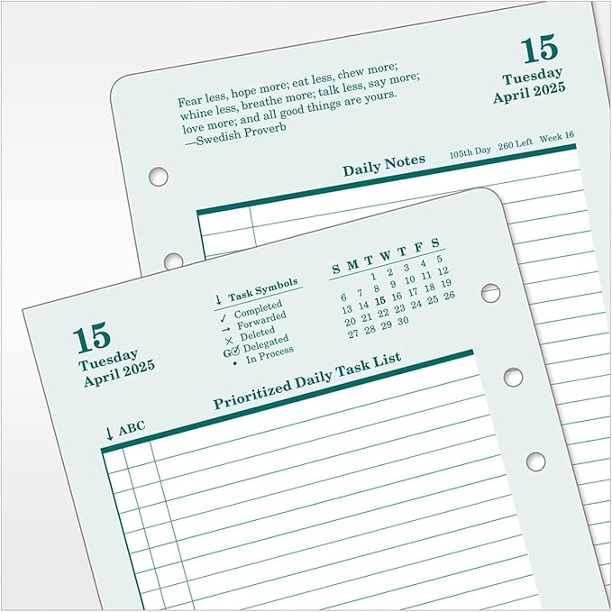 FranklinCovey - Original Two Page Per Day Ring-Bound Planner (Pocket, Apr 2025 - Mar 2026)