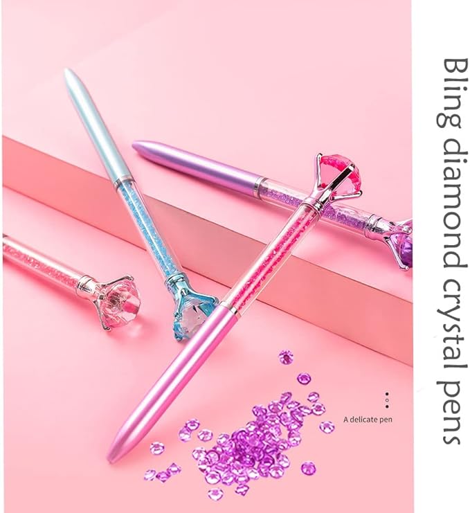 Diamond Pens Pack of 10 ，Big Crystal Diamond Ballpoint Pens Retractable Metal Quicksand l Pens ，for Office Supplies, Decorations, Women Gift(10 pens)…
