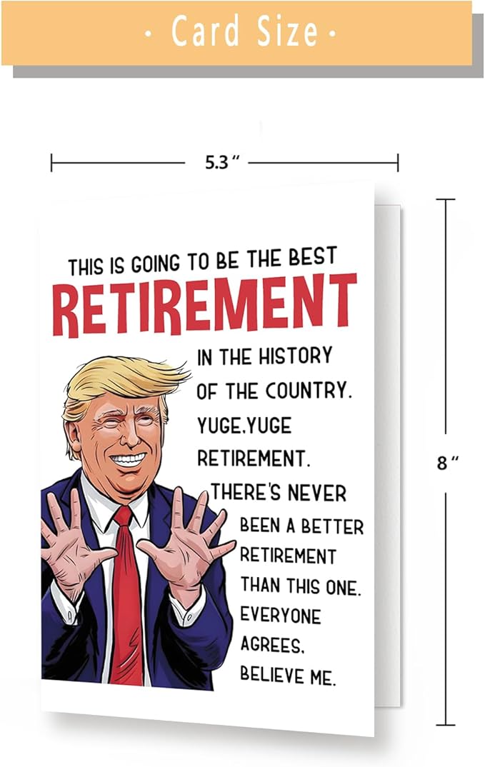 Best Trump Retirement Gifts for Woman Men, Funny Coworker Colleague Retirement Card, Happy Leaving Card for Retired Boss Teacher Friend Family