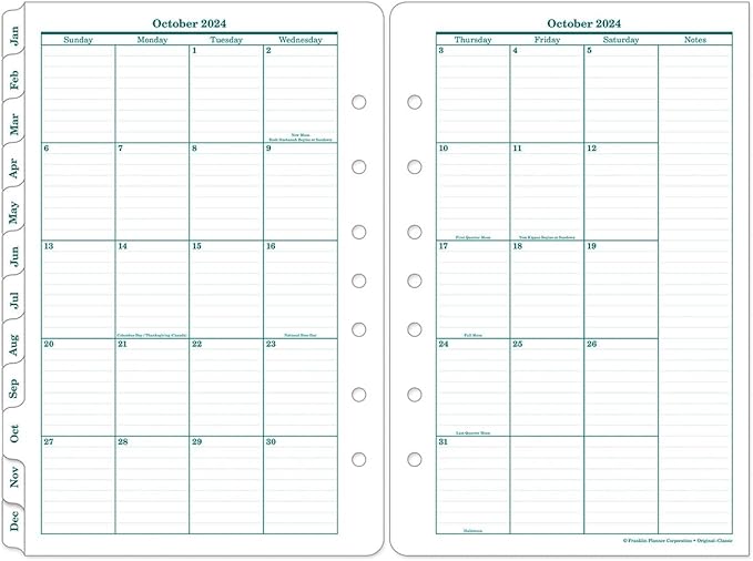 FranklinCovey - Original Two Page Per Day Ring-Bound Planner (Classic, Oct 2024 - Sep 2025)