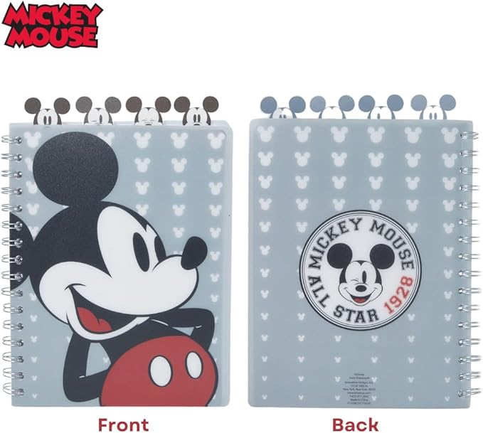 Innovative Designs Disney Mickey Mouse Journal Notebook, Spiral Bound, 96 Lined Pages, 8 x 7 inches, Grey