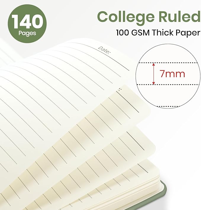 Lined Spiral Journal Notebook for Women, A5 College Ruled Journals for Writing, Hardcover Notebooks for Work, Note taking and Office School Supplies,140 Pages - Green