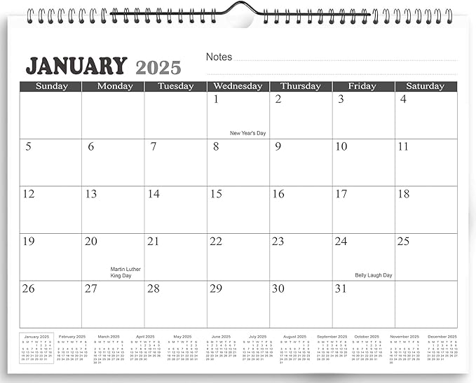 2025 Calendar - 18 Monthly Wall Calendar from Jan. 2025 - Jun. 2026,Large Calendar(11.5'' x 14.5''),2025 Wall Calendar with Notes and yearly calendar, Black
