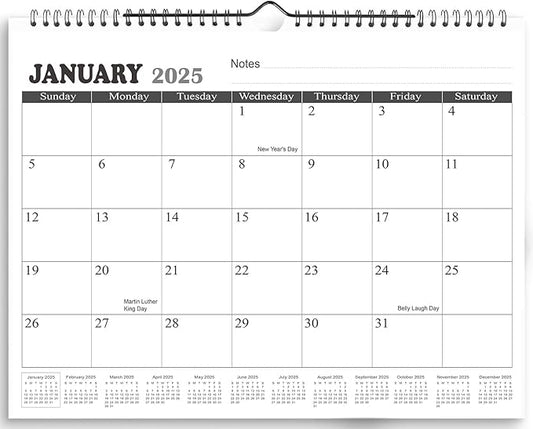 2025 Calendar - 18 Monthly Wall Calendar from Jan. 2025 - Jun. 2026,Large Calendar(11.5'' x 14.5''),2025 Wall Calendar with Notes and yearly calendar, Black