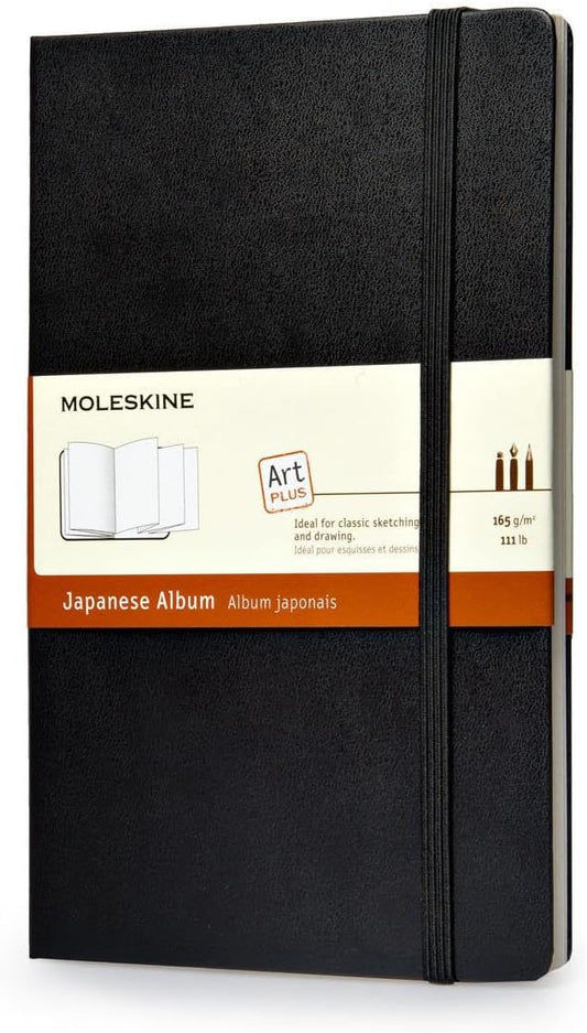 Moleskine Art Japanese Album, Hard Cover, Large (5" x 8.25") Plain/Blank, Black, 48 Pages