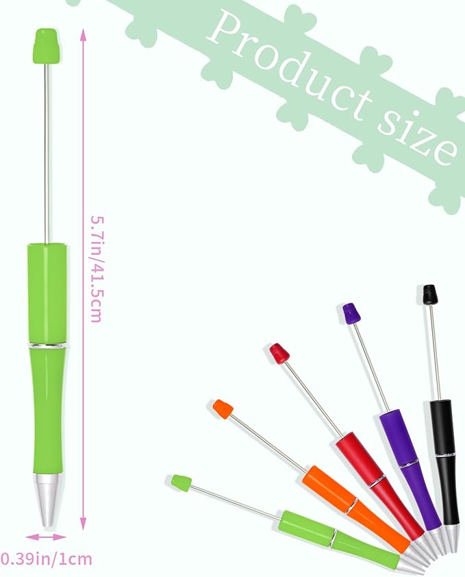 jiebor 20Pcs Halloween Beadable Pens Plastic Bead Ballpoint Pens Bulk with 50Pcs Black Ink Cute Cool Diy Pens for Halloween Journaling Women Teacher Graduation Gift Office Supplies