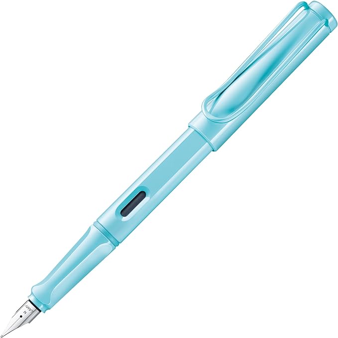 LAMY safari aquasky - Fountain Pen with ergonomic grip & polished steel nib in size M - ideal for any Writing & Calligraphy - including LAMY T 10 blue cartridge - Right-Handed