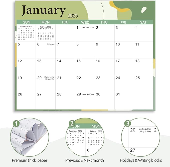 SKYDUE 2025 Magnetic Calendar for Refrigerator, Fridge Calendar 2024-2025, Jul 2024 to Dec 2025 18 Months Magnetic Calendar, 10" x 8", Modern Multi-Color