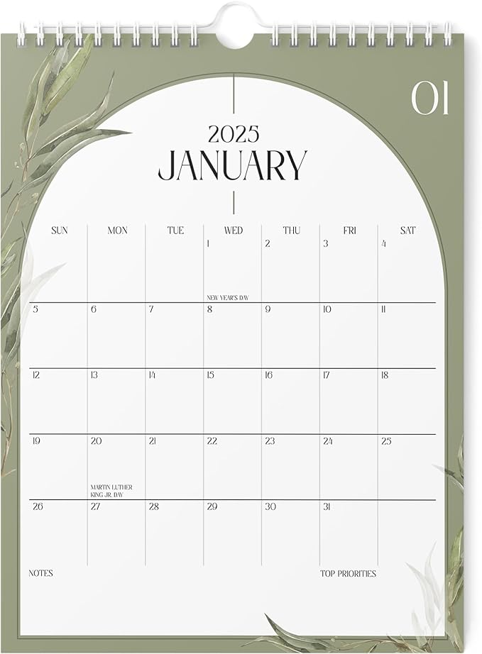 Calendar 2025 - Vertical 8.5x11 2025 Wall Calendar Runs Until June 2026 - Easy Planning with the Aesthetic Wall Calendar 2025-2026 Monthly - Karto - Boho Greenery