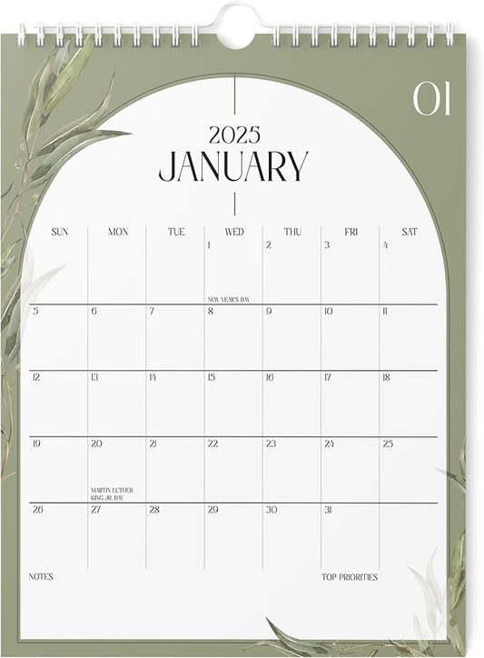 Calendar 2025 - Vertical 8.5x11 2025 Wall Calendar Runs Until June 2026 - Easy Planning with the Aesthetic Wall Calendar 2025-2026 Monthly - Karto - Boho Greenery