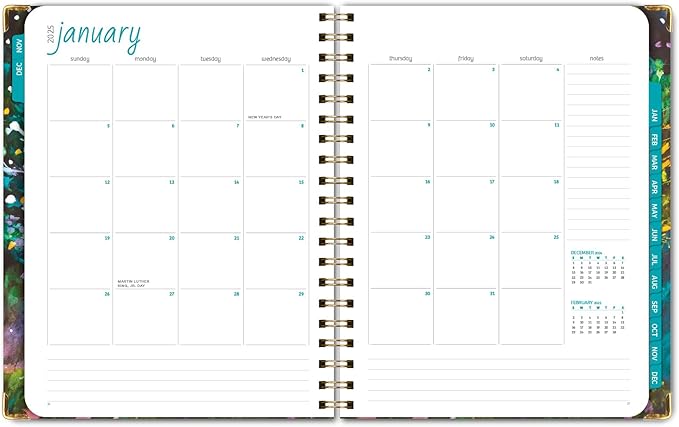 HARDCOVER 2025 Planner, 8.5"x11": 14 Months (November 2024 - December 2025), Daily Weekly Monthly Planner, Yearly Agenda, Bookmark, Pocket Folder and Sticky Note Set (Black Tree Seasons)