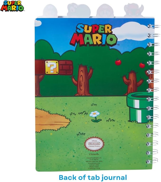 Innovative Designs Super Mario Bros Tab Journal Notebook, Spiral Bound, 96 Lined Pages, 8 x 7 inches