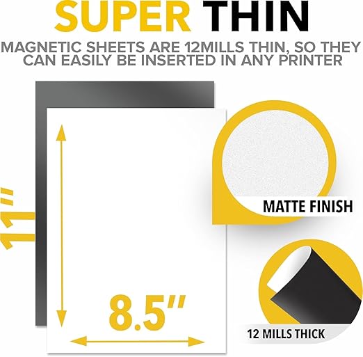 X-bet MAGNET Inkjet-Optimized Printable Magnetic Sheets - 8.5x11 Magnet Paper for DIY Stickers, Decorations, Labels - Easy to Print, Cut & Create Your Own Magnets (Matte, 15pcs)