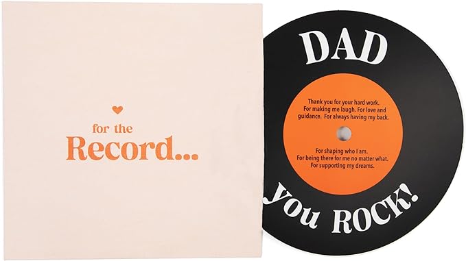 Bee! Father's Day card | Gifts for Dad from daughter, son, kids, wife | Vintage Dad Birthday card | Dad you Rock! - For the Record Vynil Card