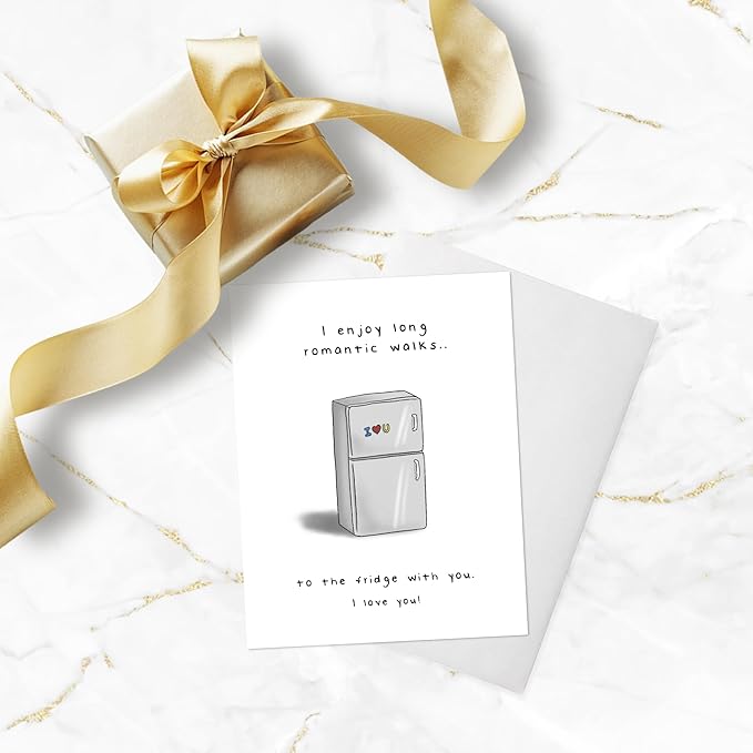 ALY LOU Funny Anniversary Card for Her Him/Husband Boyfriend/Girlfriend Wife/Sarcastic Birthday Greeting Card (Romantic Walks to The Fridge ...)