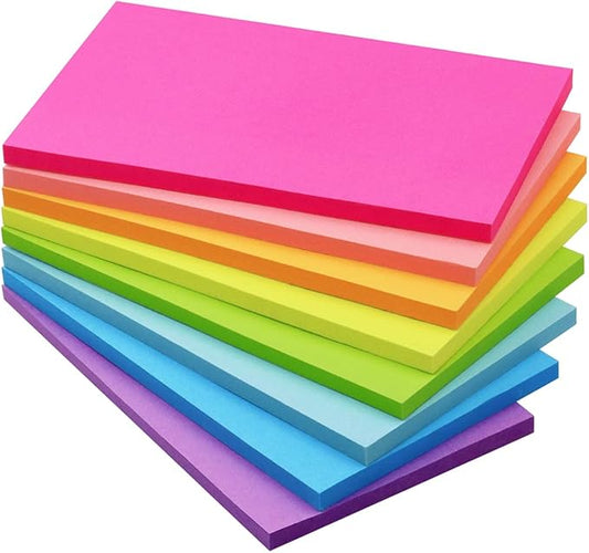 Sticky Notes 3x5 inch Bright Colors Self-Stick Pads 8 Pads/Pack 50 Sheets/Pad Total 400 Sheets