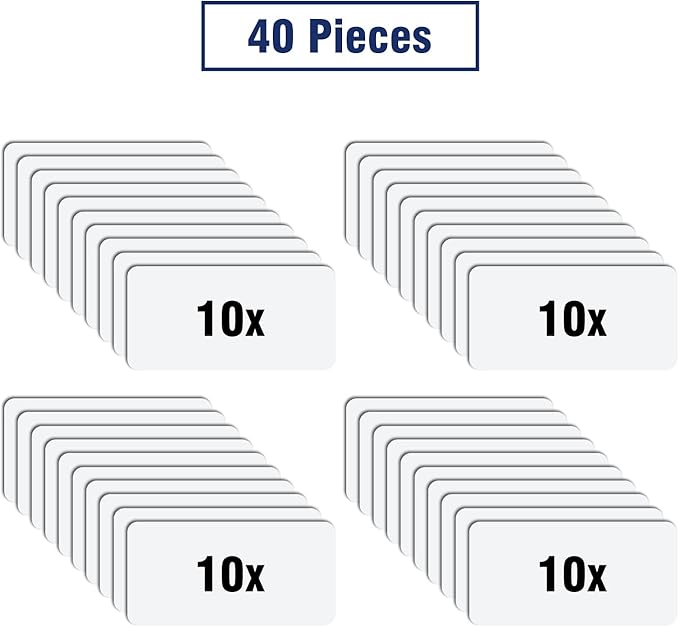 Reusable Magnetic Labels 4x2 Inch White, Dry Erase Magnetic Labels for Whiteboards，Pack of 40