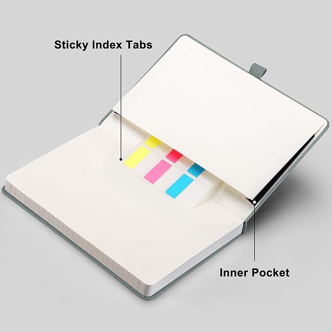 RETTACY Graph Paper Notebook, A5 Grid Notebook Journal with 192 Pages, 5.7'' × 8.3'', Medium Size, Leather Hardcover, 100 GSM Thick Paper, for Students, Homework, Math, Engineering (Blue-gray)