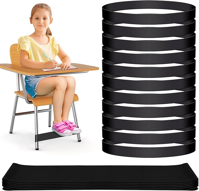 12 Pack Chair Bands for Kids with Fidgety Feet, ADHD Tools for Kids, ROOKEA Sensory Room Must Haves for Adhd Kids Fidget Chair Bands Autism Classroom Must Haves ADHD Tools for Classroom Home Chairs