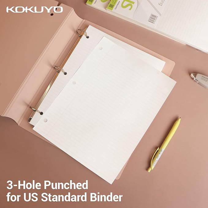 Kokuyo Campus Loose Leaf Paper for 3 Ring Binders, Smooth Writing Lined Paper, 500 Sheets, 11” x 8-1/4”, College Ruled, Bleeding-Resistance, School Suppliers, Made in Japan (WSG-NO-887G1)