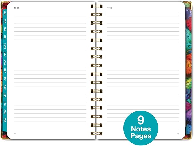 HARDCOVER 2025 Planner, 5.5"x8": 14 Months (November 2024 - December 2025), Daily Weekly Monthly Planner, Yearly Agenda, Bookmark, Pocket Folder and Sticky Note Set (Colorful Butterflies)