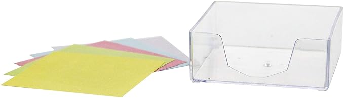 BAZIC Color Paper Cube w/Durable Tray, 3" X 3" 300 Count/Pack, Mini Memo Papers Pads Note Paper Reminders (Non Sticky), Assorted Colors, 2-Pack