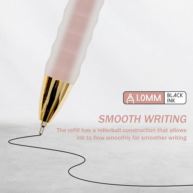 MiSiBao Black Ballpoint Pens 1.0mm Pens Retractable Ball Point Pens Smooth Writing (Plastic pen clip, 12-pack)