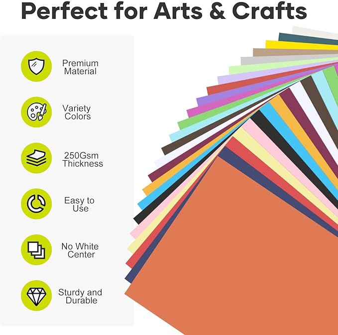 60 Sheets HTVRONT Colored Cardstock Paper - Assorted 23 Colors Cardstock A4 Size 230gsm Thick Cards for Card Making, DIY Craft, Decors and Paper Crafting Printer