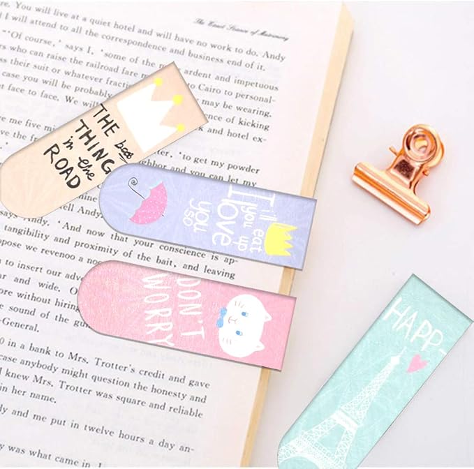 30 Pieces Cute Magnetic Bookmarks for Women/Men, Dual Sided Rainbow Film Laminated Book Markers for Girls, Funny Magnetic Bookmarks for Kids, Book Marks Bulk Page Clip Reading Giveaways (Funny Quote)