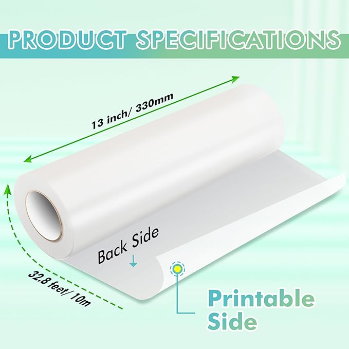 Koala Printable Vinyl Sticker Paper Roll for Inkjet Printers, 13 inch x 32.8 ft White Matte Sticker Paper, Water-Resistant and Durable Sticker Pritner Paper