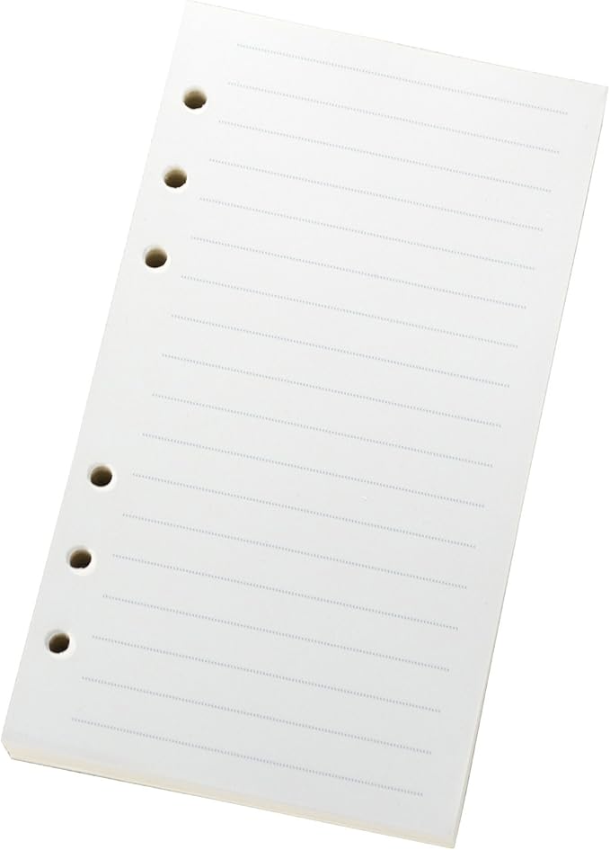 Ancicraft Refill Paper A6 6 Hole 3.75 X 6.75 Inches Lined Creamy White Paper for Loose Leaf Binder Notebook 100 Sheets / 200 Pages