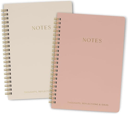Aesthetic Spiral Notebook Set of 2 For Women and Men - Cute College Ruled 8x6 Bible Study Journal/Notebook with Pockets And Lined Pages - Perfect A5 Supplies to Stay Organized at Work or School