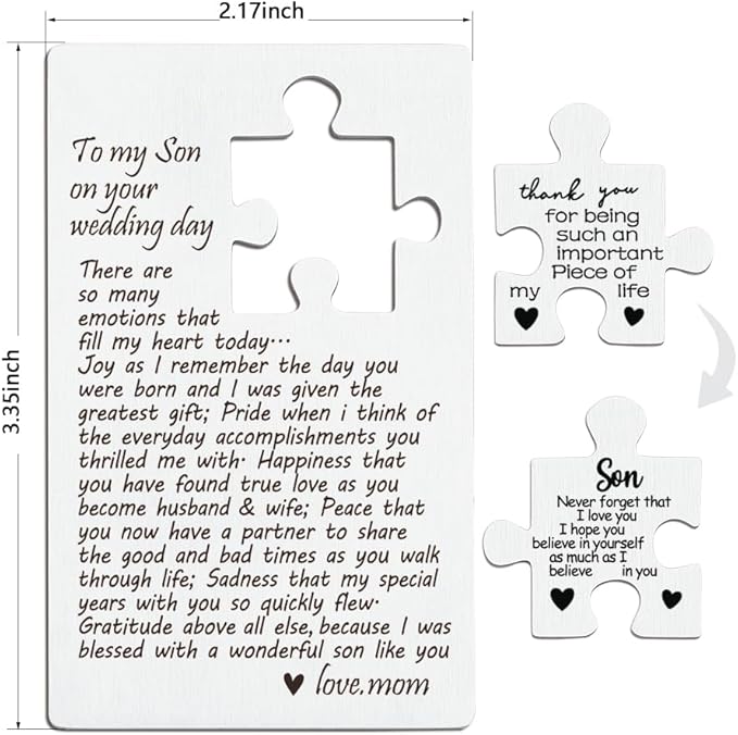 llxxeyopqdxz Son Wedding Gifts From Mom, Engraved Wallet Insert Card for Son on Wedding Day, Groom On Wedding Day Card Gift, Son Wallet Card from Mother, Cute Wedding Gifts for Son,(45)