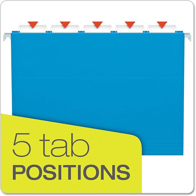 Pendaflex Recycled Hanging Folders, Letter Size, Blue, 1/5 Cut, 25/BX (81603)