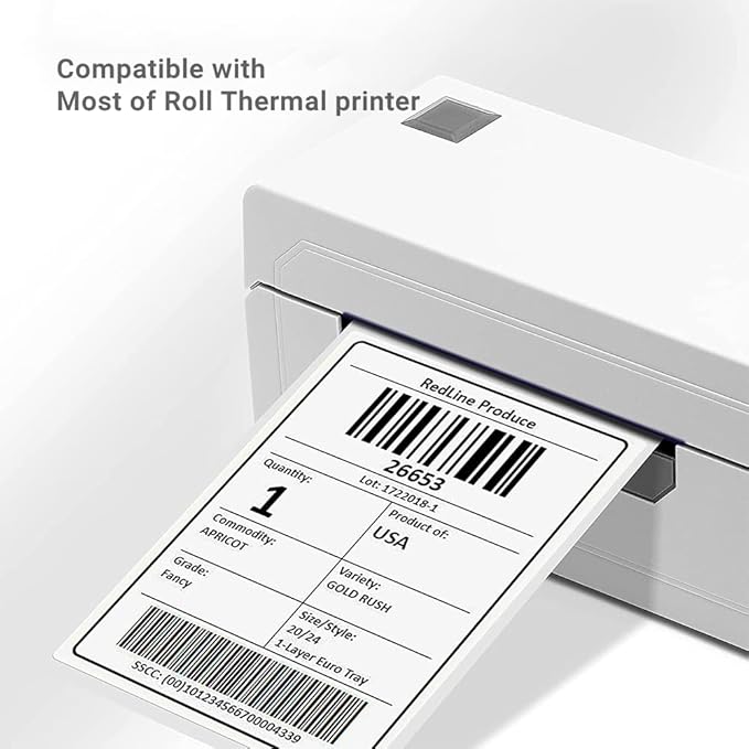 Hybsk 4x6 inch Direct Thermal Labels for Barcodes, Address, Compatible with Rollo Label Printer & Zebra Desktop Printers (4"x6",4 Rolls White)