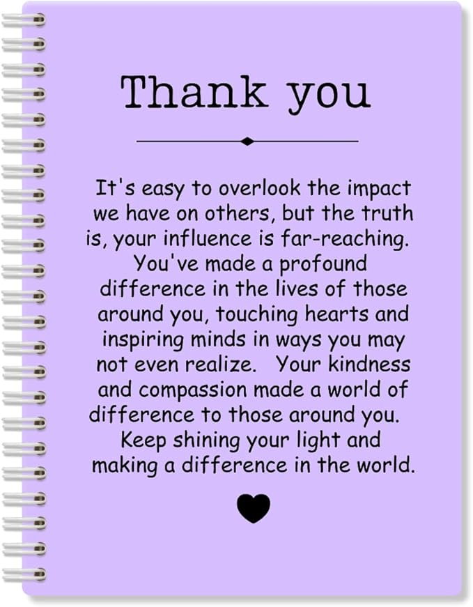 Thank You Purple Hardcover 160 Pages Spiral Notebooks, Funny Thank You Gifts for Women Men Coworkers Leader Mentor, Appreciation Gifts for Employees, Thanksgiving Gifts for Colleagues Leaders