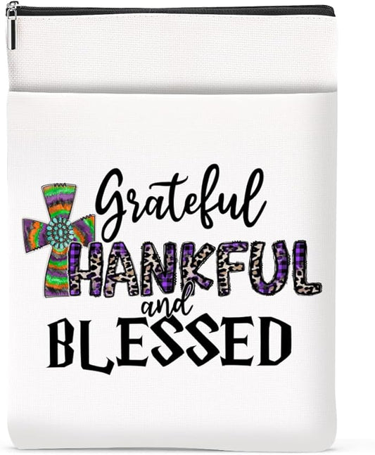 Inspirational Western Faith Christian Gifts Book Sleeve Book Cover Religious Cowgirl Accessories for Women Best Friend Graduation Christmas Birthday Book Lovers Gifts Book Protector with Zipper
